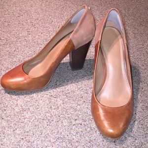ALDO Brown Leather two tone pumps
